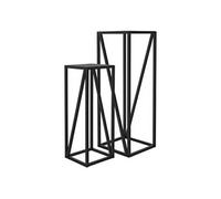 ML-Design Set de 2 Supports de Plantes, 21,5x21,5x57,4 cm / 26x26x73,5 cm, Noir, en Acier,