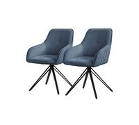 ML-Design Set de 2x Chaise de Salle à Manger, Bleu, en Textile Tissé, Chaise Rembourrée Blau, Schwarz