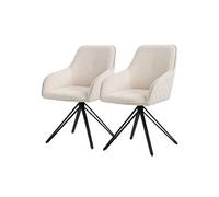 ML-Design Set de 2x Chaise de Salle à Manger, Crème, en Textile Tissé, Chaise Rembourrée