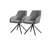 ML-Design Set de 2x Chaise de Salle à Manger, Gris, en Textile Tissé, Chaise Rembourrée