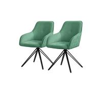 ML-Design Set de 2x Chaise de Salle à Manger, Vert, en Textile Tissé, Chaise Rembourrée Grün
