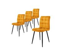 ML-Design Set de 4 Chaise de Salle à Manger, Jaune Moutarde, Revêtement en Velours, Pieds