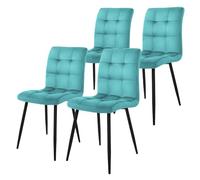 ML-Design Set de 4 Chaise de Salle à Manger, Pétrole, Revêtement Velours, Pieds Métal Noir, avec Dossier Ergonomique, Design Moderne, pour Le Salon Bureau Chambre Cuisine Table à Manger, Kit Montage