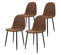 ML-Design – Lot de 4 chaises de salle à manger H. 87 cm, pieds métal, assise simili PU, marron