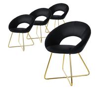 ML-Design Lot de 4 Chaises de Salle à Manger en Velours Noir avec Dossier Rond Rembourrée