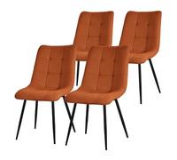 ML-Design Set de 4 Chaises de Salle à Manger Orange, avec Revêtement en Tissu Polyester et Pieds Métalliques Noirs, Chaises de Cuisine avec Dossier, Chaises Rembourrées pour Salon Bureau, Kit Montage