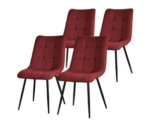 ML-Design Set de 4 Chaises de Salle à Manger Rouge, avec Revêtement en Tissu Polyester et Pieds Métalliques Noirs, Chaises de Cuisine avec Dossier, Chaises Rembourrées pour Salon Bureau, Kit Montage