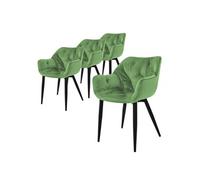 ML-Design Set de 4 Chaises de Salle à Manger, Sauge, Assise Rembourrée en Velours, Pieds