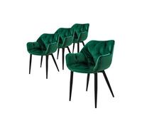 ML-Design Set de 4 Chaises de Salle à Manger, Ver Foncé, Assise Rembourrée en Velours,