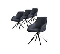 ML-Design Set de 4x Chaise de Salle à Manger, Anthracite, en Textile Tissé, Chaise Rembourrée avec Accoudoirs/Dossier, Pivotante à 360°, Pieds en