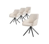 ML-Design Set de 4X Chaise de Salle à Manger, Crème, en Textile Tissé, Chaise Rembourrée avec Accoudoirs/Dossier, Pivotante à 360°, Pieds en Métal, Fauteuil Ergonomique, Chaise Élégant Salon Cuisine