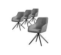 ML-Design Set de 4X Chaise de Salle à Manger, Gris, en Textile Tissé, Chaise Rembourrée avec Accoudoirs/Dossier, Pivotante à 360°, Pieds en Métal, Fauteuil Ergonomique, Chaise Élégant Salon Cuisine