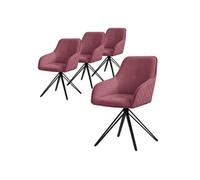 ML-Design Set de 4x Chaise de Salle à Manger, Vieux Rose, en Textile Tissé, Chaise Rembourrée avec Accoudoirs/Dossier, Pivotante à 360°, Pieds en