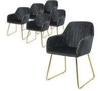 ML-Design Set de 6 Chaises de Salle à Manger, Gris, Assise Rembourrée en Velours, Pieds