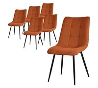 ML-Design Set de 6 Chaises de Salle à Manger Orange, avec Revêtement en Tissu Polyester et Pieds Métalliques Noirs, Chaises de Cuisine avec Dossier, Chaises Rembourrées pour Salon Bureau, Kit Montage