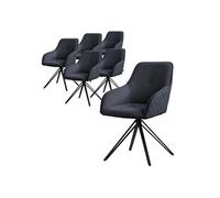 ML-Design Set de 6X Chaise de Salle à Manger, Anthracite, en Textile Tissé, Chaise Rembourrée avec Accoudoirs/Dossier, Pivotante à 360°, Pieds en Métal, Fauteuil Ergonomique Élégant de Salon Cuisine