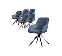 ML-Design Set de 6x Chaise de Salle à Manger, Bleu, en Textile Tissé, Chaise Rembourrée