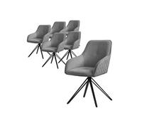 ML-Design Set de 6x Chaise de Salle à Manger, Gris, en Textile Tissé, Chaise Rembourrée Grau