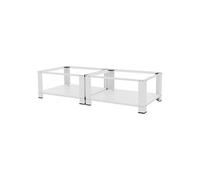 ML-Design Socle pour Machine à Laver Double avec 2 Etagère, Acier, Blanc, 128x54 cm,