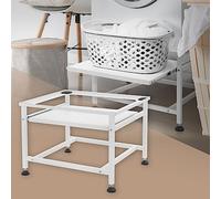 ML-Design Socle Surélevé pour Lave-Linge avec Plateau Coulissant Intégré, Support Sèche-Linge, Pieds Réglables en Hauteur, Capacité 150 kg, Base Réhausseur Séchoir avec Rangement, en Acier Blanc