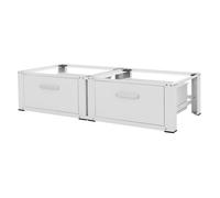 ML-Design Support pour Machine à Laver Double avec 2 Tiroirs Coulissants, Blanc, 128x53,5x31,5 cm, Socle avec 2 Compartiments 2x150