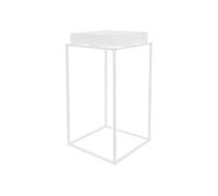 ML-Design Support pour plantes 45x45x80 cm, métal blanc, carré, empilable, bac amovible