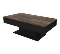 ML-Design Table Basse avec 2 Compartiments de Rangement, 110x60x40 cm, Plateau Relevable, Aspect Bois/Noir, en MDF, Rangement Interieur, Table d'Appoint de Salon Bureau Moderne avec Fonction de Coffre