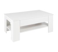 ML DESIGN Table Basse Blanc avec 1 Tiroir et une Étagère, 110×65×48 cm, Aggloméré, Table d'Appoint Moderne, Table de Salon