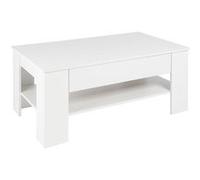 ML DESIGN Table Basse Blanc avec 1 Tiroir et une Étagère, 110×65×48 cm, Aggloméré, Table d'Appoint Moderne, Table de Salon Élégante, Table de Canapé avec Surface de Rangement, Table Console de Café We