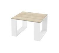 ML-Design Table Basse Carrée de Salon 65x65x40 cm, Aspect Chêne Blanc, Pieds Traîneau,