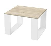 ML-Design Table Basse Carrée de Salon 65x65x40 cm, Aspect Chêne Blanc, Pieds Traîneau, d'Appoint pour Bureau Salle de Séjour, Robuste, Style Élégant et Moderne, Support Pratique Thé/Café