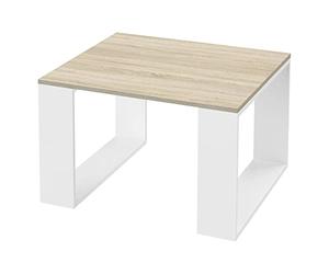ML-Design Table Basse Carrée de Salon 65x65x40 cm, Aspect Chêne Blanc, Pieds Traîneau, d'Appoint pour Bureau Salle de Séjour, Robuste, Style Élégant et Moderne, Support Pratique Thé/Café