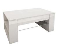 ML-Design Table Basse de Salon, 100x42x60 cm, en Blanc Mat/Brillant, avec Etagère en Verre