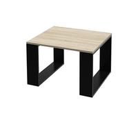 ML-Design Table Basse de Salon 65x65x40 cm, Aspect Chêne/Noir, Pieds Traîneau, Salon Carrée, Robuste, Basse d'Appoint pour Salon/Bureau, Style Élégant et Moderne, pour Thé/Café Hellbraun, Schwarz G