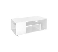 ML-Design Table Basse de Salon Blanc 110x50x41 cm, MDF, Table Spacieuse avec 4 Étagères sur 3 Étages
