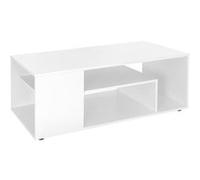 ML-Design Table Basse de Salon Blanc 110x50x41 cm, MDF, Table Spacieuse avec 4 Étagères Weiß