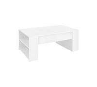 ML-Design Table Basse de Salon Blanc 110x60x42 cm, MDF, Table Spacieuse, 2 Compartiments