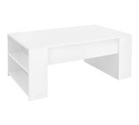 ML-Design Table Basse de Salon Blanc 110x60x42 cm, MDF, Table Spacieuse, 2 Compartiments