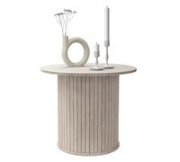 ML-Design Table Basse Ronde Ø 60 x 50 cm, Aspect Pierre Beige avec Plateau Dépassant, Mobilier pour la Maison, Console d'Appoint Contemporain pour Canapé de Salon ou Lounge, Surface pour Café et Thé