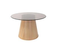 ML-Design Table Basse Ronde 80 x 80 x 50 cm, Aspect Bois Marron avec Plateau en Verre,