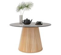 ML-Design Table Basse Ronde 80 x 80 x 50 cm, Aspect Bois Marron avec Plateau en Verre, Mobilier pour la Maison, Console d'Appoint Contemporain pour Canapé de Salon Lounge, Surface pour Café et Thé