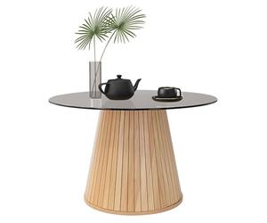 ML-Design Table Basse Ronde 80 x 80 x 50 cm, Aspect Bois Marron avec Plateau en Verre, Mobilier pour la Maison, Console d'Appoint Contemporain pour Canapé de Salon Lounge, Surface pour Café et Thé