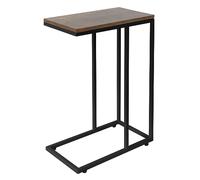 ML-Design Table d'Appoint en Forme de C, Noir/Marron, 45x25x64 cm, Design Industriel, Structure Métallique, Plateau en Bois, Bout de Canapé, Table Basse de Salon Bureau, Support Ordinateur Portable