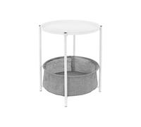ML-Design Table d'Appoint Rond Ø 43 cm x H 51 cm Blanc, en Métal, avec Panier de Rangement
