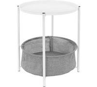 ML-Design Table d'Appoint Rond Ø 43 cm x H 51 cm Blanc, en Métal, avec Panier de Rangement