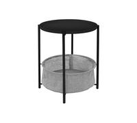 ML-Design Table d'Appoint Rond Ø 43 cm x H 51 cm Noir, en Métal, avec Panier de Rangement