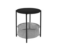 ML-Design Table d'Appoint Rond Ø 43 cm x H 51 cm Noir, en Métal, avec Panier de Rangement