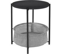 ML-Design Table d'appoint rond Ø43 cm x H51 cm anthracite en métal avec panier de rangement en tissu plateau amovible design moderne bout de canapé petite table de chevet console de salon chambre Anth