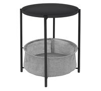 ML-Design Table d'Appoint Rond Ø43xH51cm Anthracite, en Métal, avec Panier de Rangement en Tissu, Plateau Amovible, Bout de Canapé,