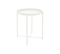 ML-Design Table d'Appoint Ronde Ø 45 x H 52 cm, en Métal, Blanc, Table Basse avec Plateau Blanc